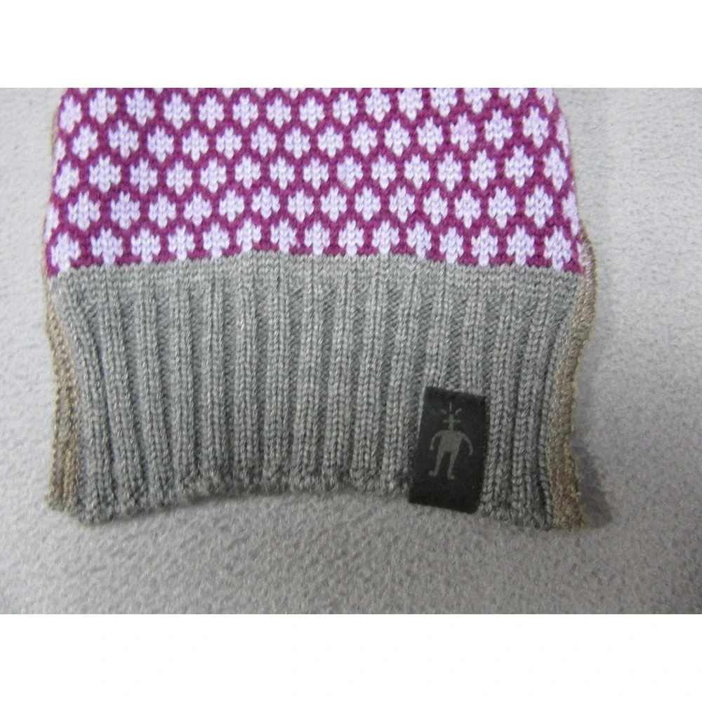 Smartwool Scarf Womens Gray Purple Fair Isle 100% Merino Wool Knit Nordic